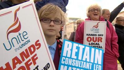 Protestors at new Whitehaven hospital