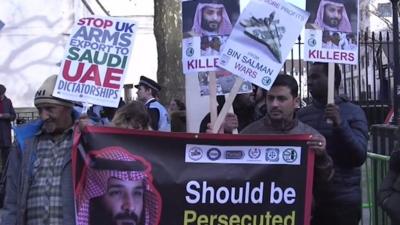 Protesters outside Downing Street