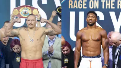 Oleksandr Usyk v Anthony Joshua: Watch weigh in before world