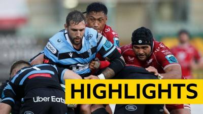 Josh Turnbull of Cardiff in a maul against Scarlets