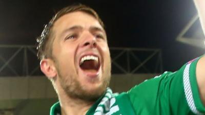 Jamie Ward celebrates qualification for the 20156 European Championship finals