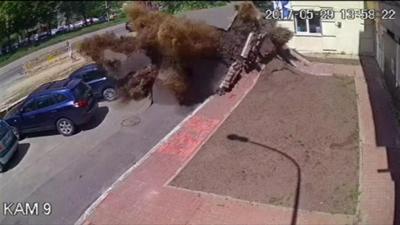 Underground water pipe explodes