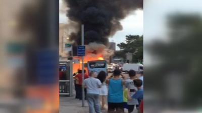 Bus fire in Cardiff