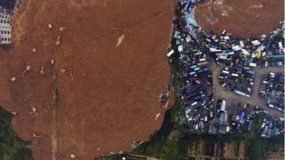 Aerial view of landslide