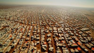 Aerial view of refugee camp