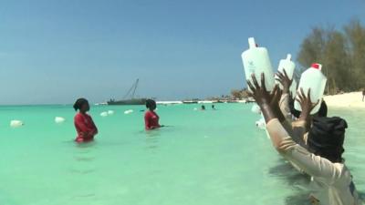 Children learning to swim