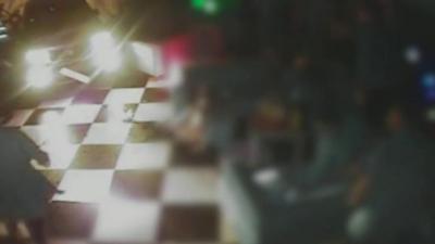 CCTV of car crashing into nightclub