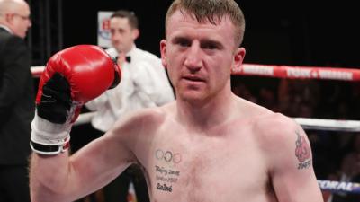 Paddy Barnes poses for the camera after his pro debut win