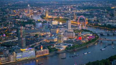 London's South Bank from the air