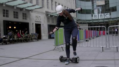 Emma Ailes tests a self balancing 'rideable'