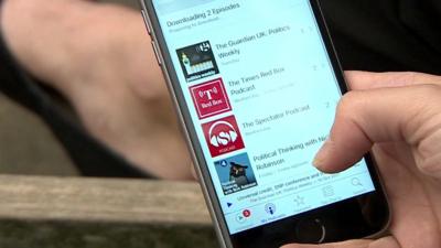 Podcasts on a mobile phone