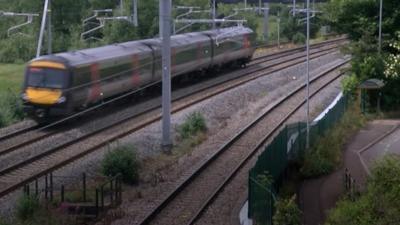 A train on the tracks at Magor