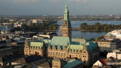 High view of Hamburg's city hall