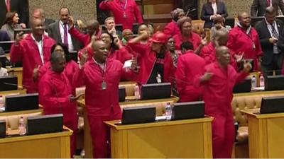 EFF politicians dance in parliament in South Africa