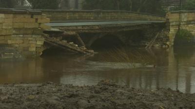 Collapsed bridge in Tadcaster