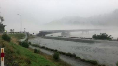 Bridge in Franz Josef township, New Zealand