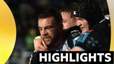 Dragons' Sean Lonsdale grimaces in the middle of maul at Glasgow