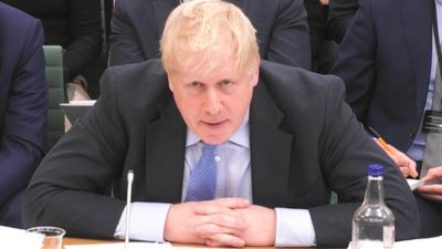 Boris Johnson being grilled by MPs