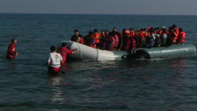 Dinghy of migrants