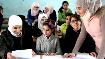 Students in Syria school