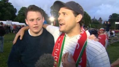 Wales supporters at Cardiff fan zone