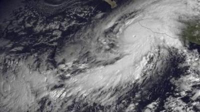 Satellite image of Patricia as hurricane approaches Mexico