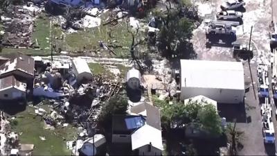 Aerial shot after tornado in Oklahoma