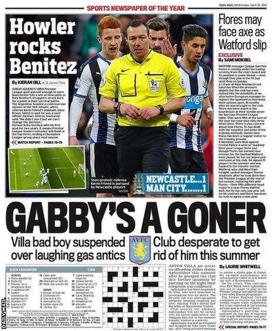 Wednesday's Daily Mail back page