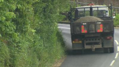 Lorry on rural road