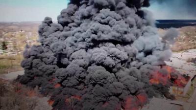 Recycling plant on fire in Indiana