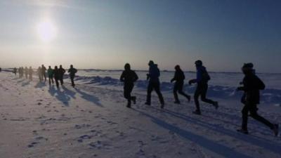 Runners in the North Pole