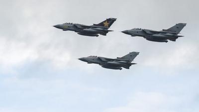 Crowds gather at RAF stations in Scotland to bid farewell to the Tornado fighter jet.