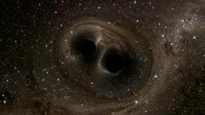 Animation of black holes colliding