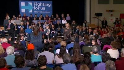 Hillary Clinton is heckled at an event in New Hampshire