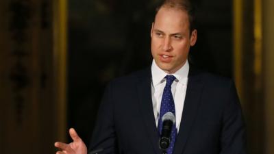 Prince William, Duke of Cambridge, gives a speech to global transport leaders at Buckingham Palace in London on March 15, 2016.