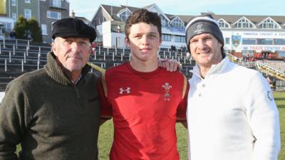 Sir Ian Botham (left) with his son Liam (right) and grandson James at St Helen's