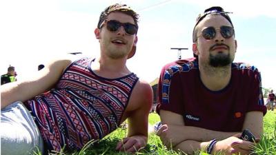 Fans at the Glastonbury festival