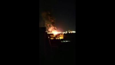 Huge fire at a factory in Spain