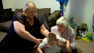 Amy Jonson, son Jayden and mum Rita