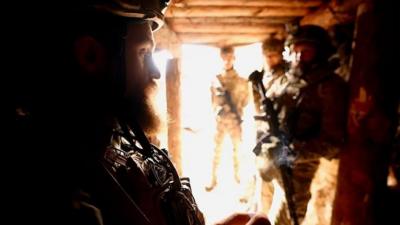 Soldiers in an underground shelter