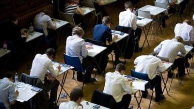 Students taking exams