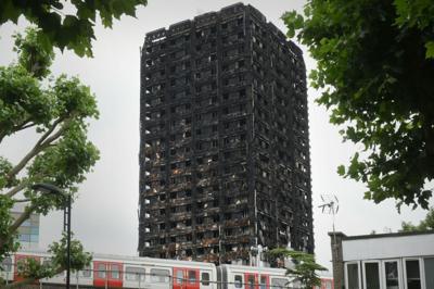 The burned remains of Grenfell Tower