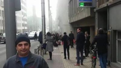 People outside metro station