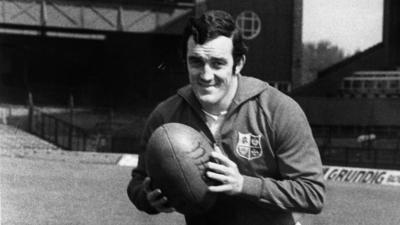 British Lions captain Phil Bennett during a practice session at Twickenham in 1977