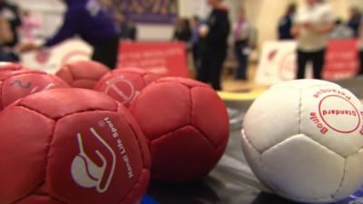 close up of boccia balls