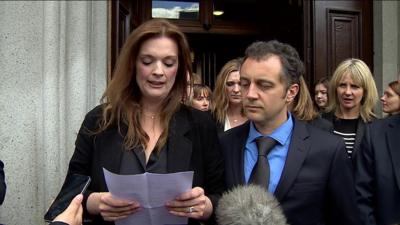 Fiona Drouet speaks outside court