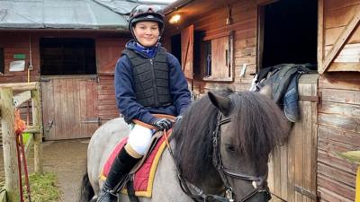 Zak, 12, Shetland pony rider