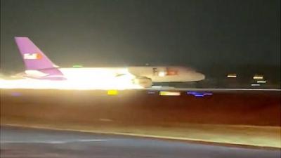 Plane crash-lands at airport