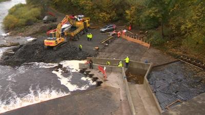 Fish pass at Hexham under construction