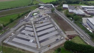 Aerial view of new railway station